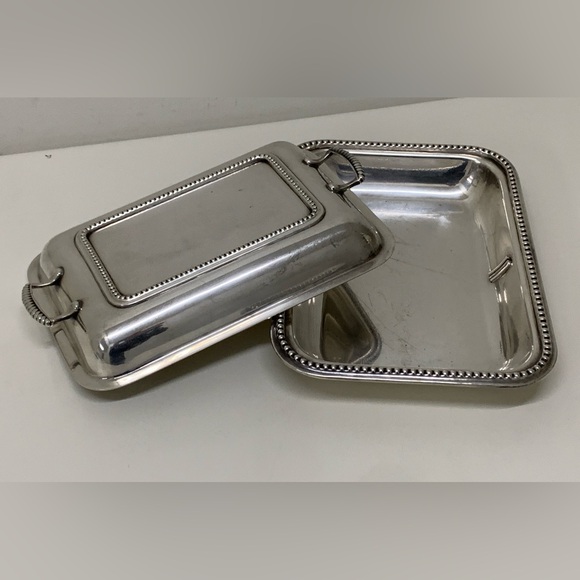 Antique Wallace EPNS Silver Plated Gadrooned Lidded Handled Serving Dish England - Picture 5 of 16